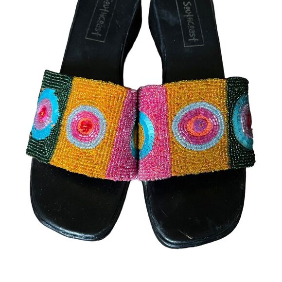 RARE Sequin Italian chunky colorful sandals Size 8.5 iUS / 39 EU GUC - Picture 4 of 16